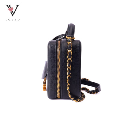 CC Filigree Vanity Case In Black Caviar Leather