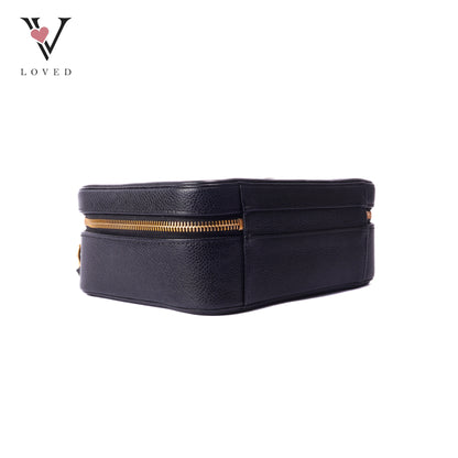 CC Filigree Vanity Case In Black Caviar Leather