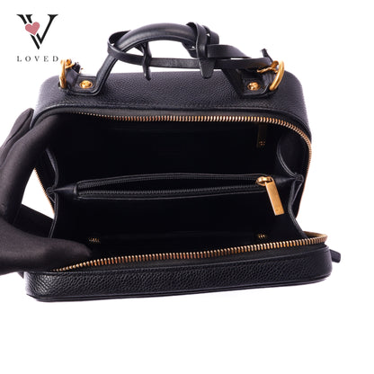 CC Filigree Vanity Case In Black Caviar Leather