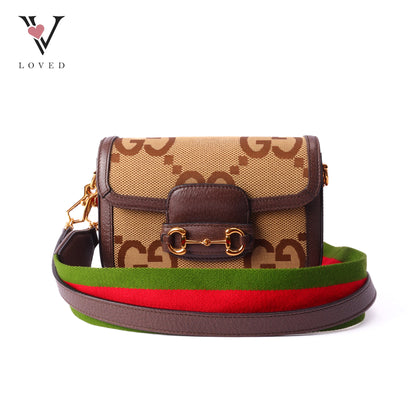 Horsebit 1955 Shoulder Bag Brown Canvas