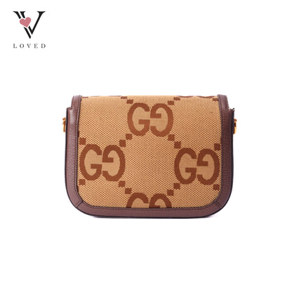 Horsebit 1955 Shoulder Bag Brown Canvas