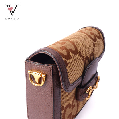 Horsebit 1955 Shoulder Bag Brown Canvas