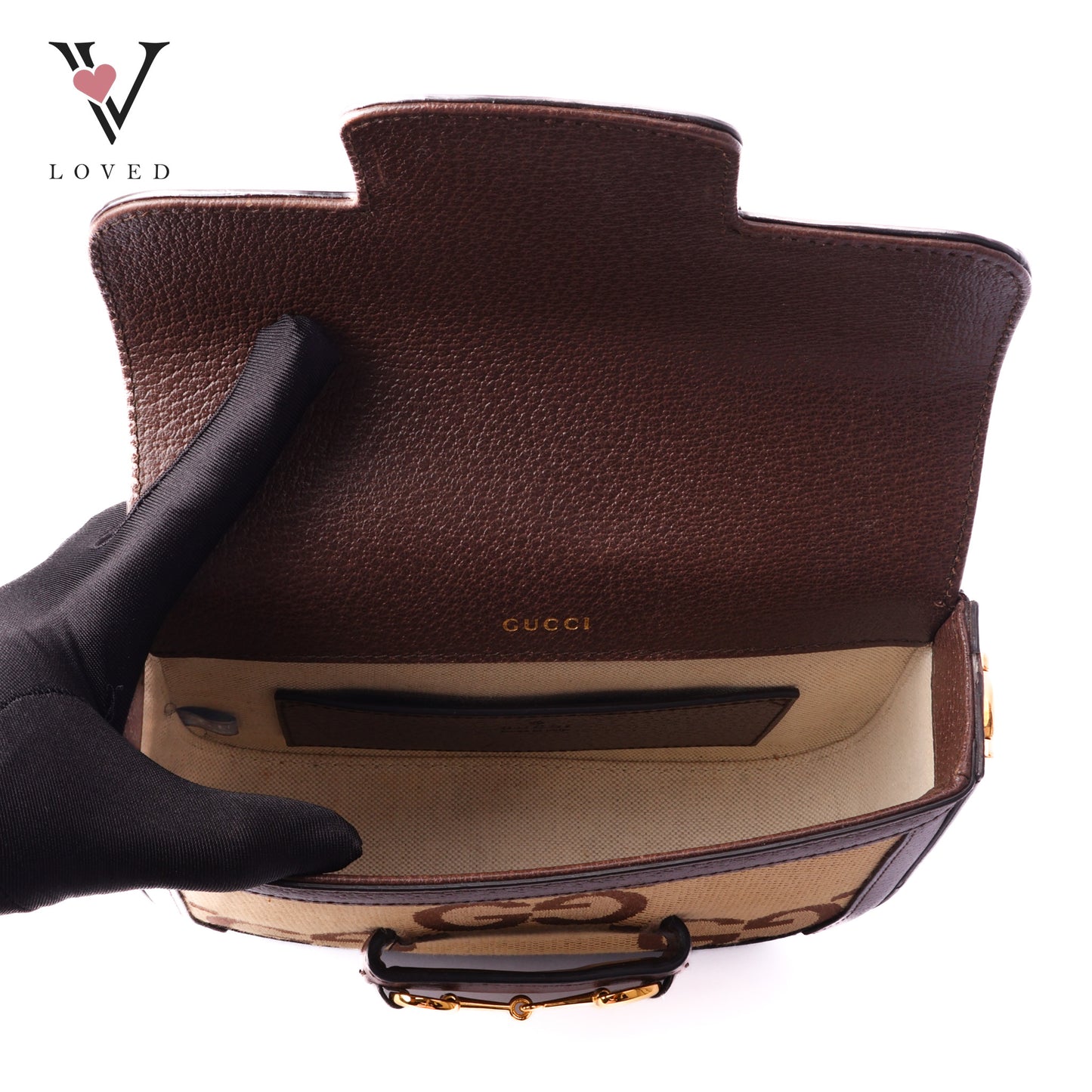 Horsebit 1955 Shoulder Bag Brown Canvas