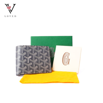 Victoire Wallet In Grey Leather Canvas