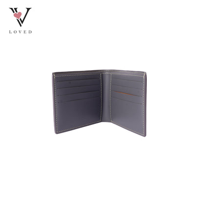 Victoire Wallet In Grey Leather Canvas
