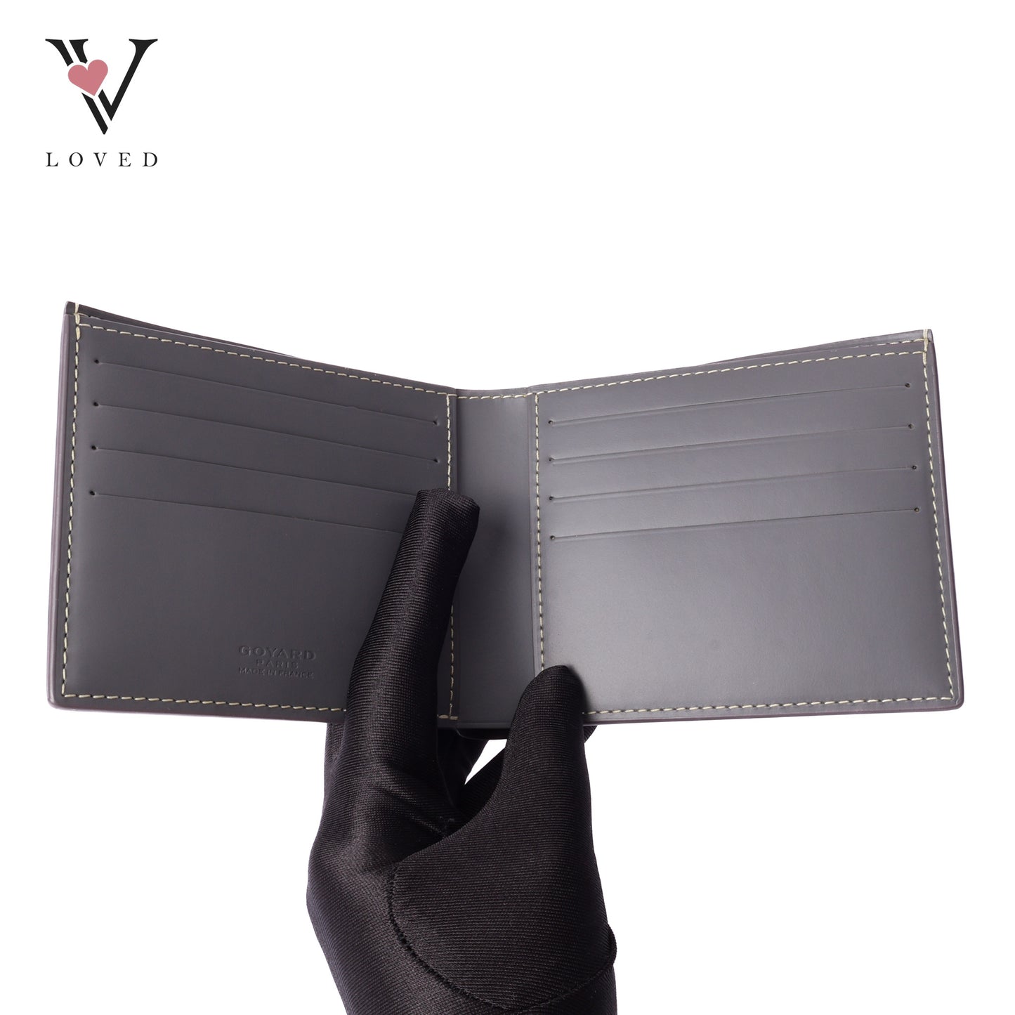 Victoire Wallet In Grey Leather Canvas
