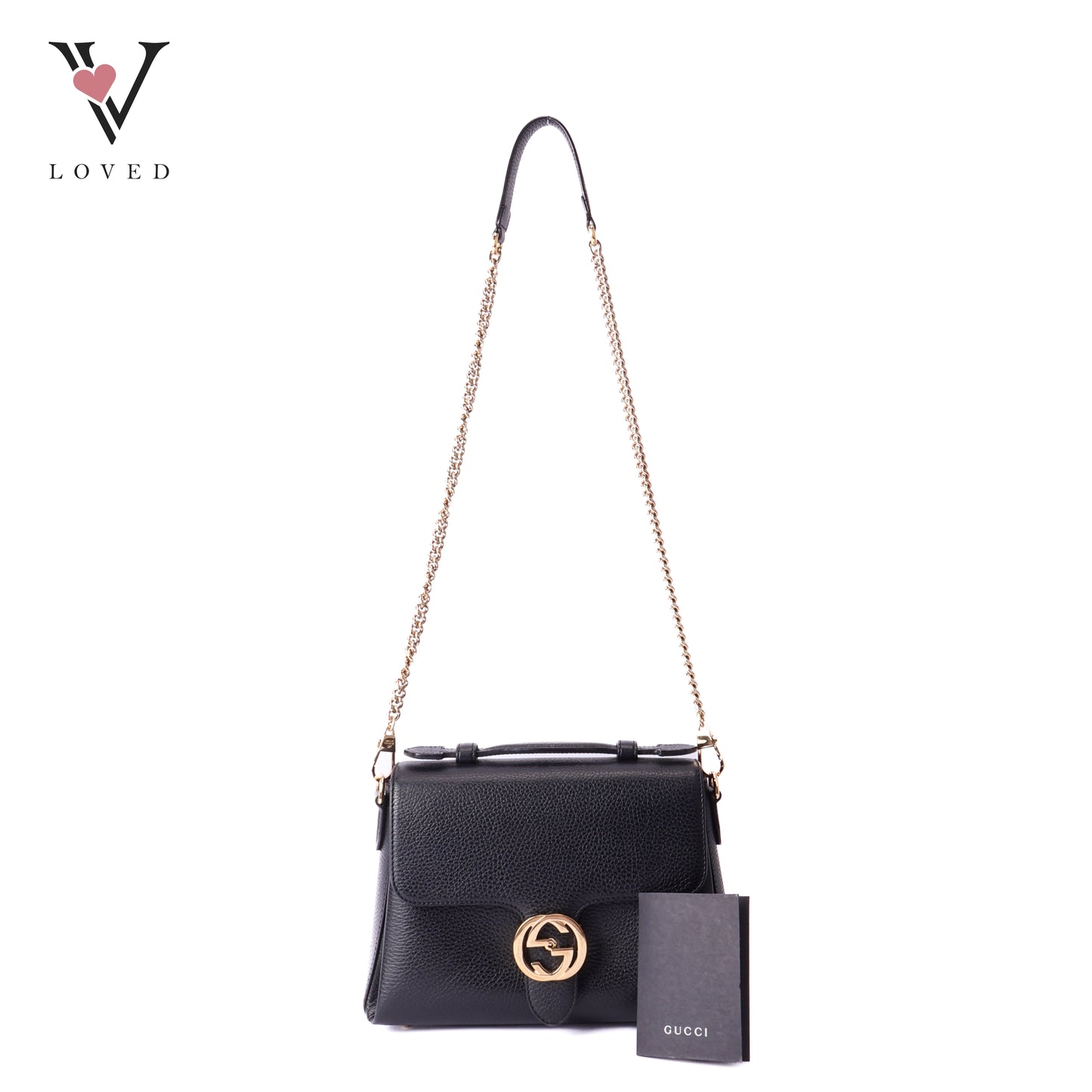 Gucci dollar interlocking GG shoulder bag in black leather