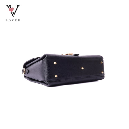 Gucci dollar interlocking GG shoulder bag in black leather