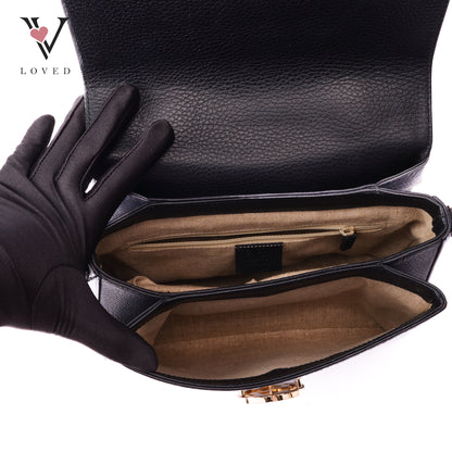 Gucci dollar interlocking GG shoulder bag in black leather