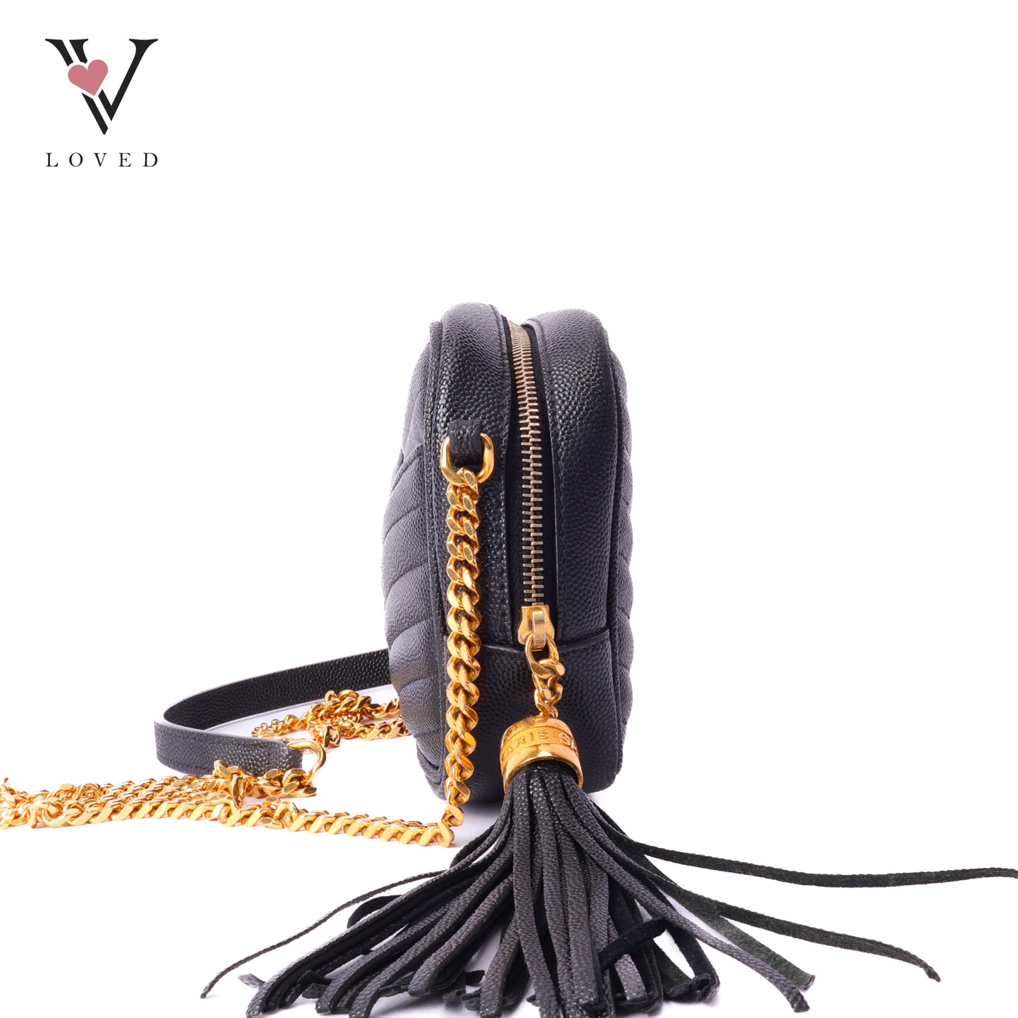 Yves Saint Laurent mini lou camera bag in black quilted calfskin leather