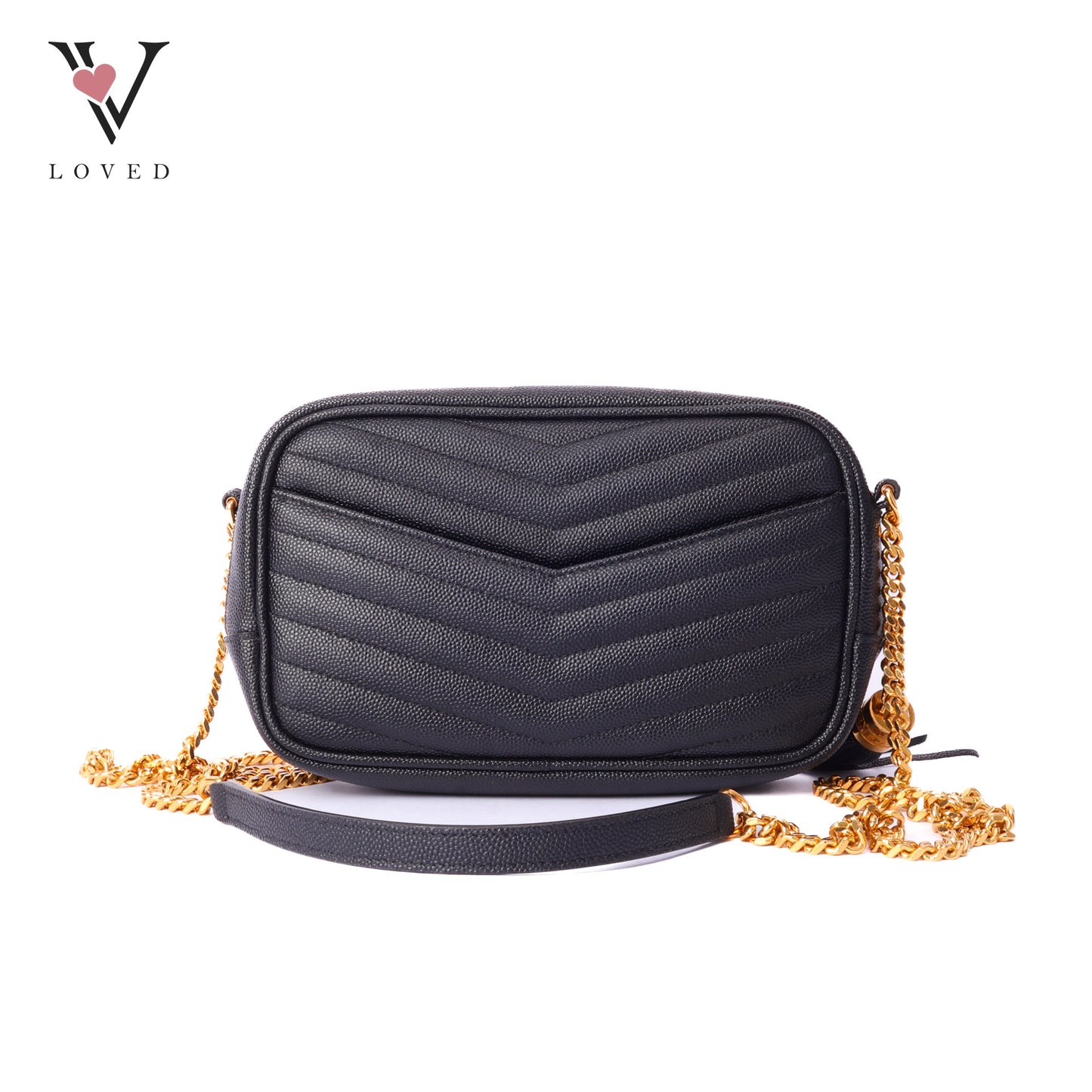 Yves Saint Laurent mini lou camera bag in black quilted calfskin leather