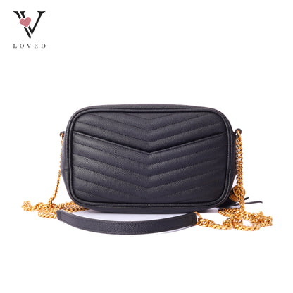 Yves Saint Laurent mini lou camera bag in black quilted calfskin leather