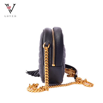 Yves Saint Laurent mini lou camera bag in black quilted calfskin leather