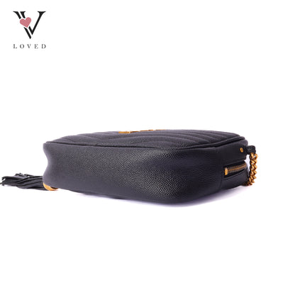 Yves Saint Laurent mini lou camera bag in black quilted calfskin leather
