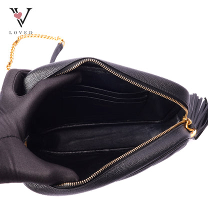Yves Saint Laurent mini lou camera bag in black quilted calfskin leather