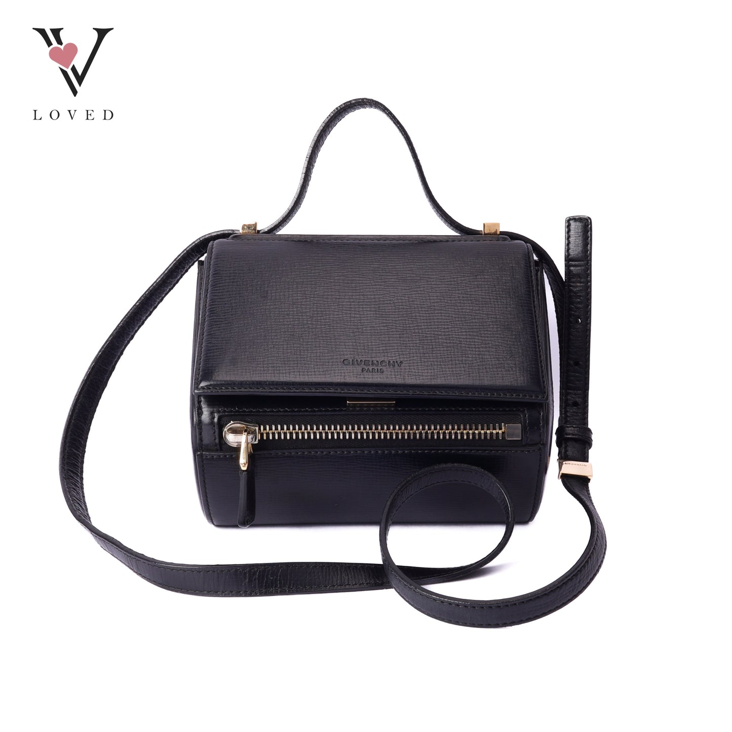 Givenchy pandora box mini crossbody bag in black grained leather