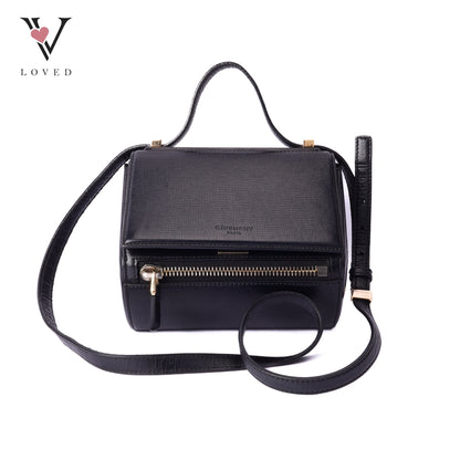Givenchy pandora box mini crossbody bag in black grained leather
