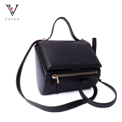 Givenchy pandora box mini crossbody bag in black grained leather