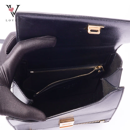 Givenchy pandora box mini crossbody bag in black grained leather