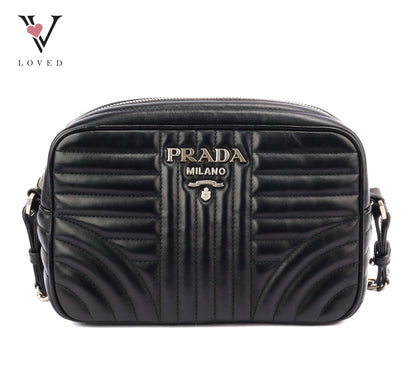 Prada Diagramme Camera Bag in Black with Silver Hardware