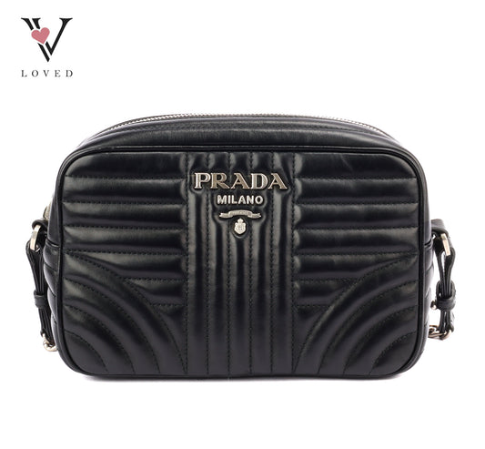 Prada Diagramme Camera Bag in Black with Silver Hardware