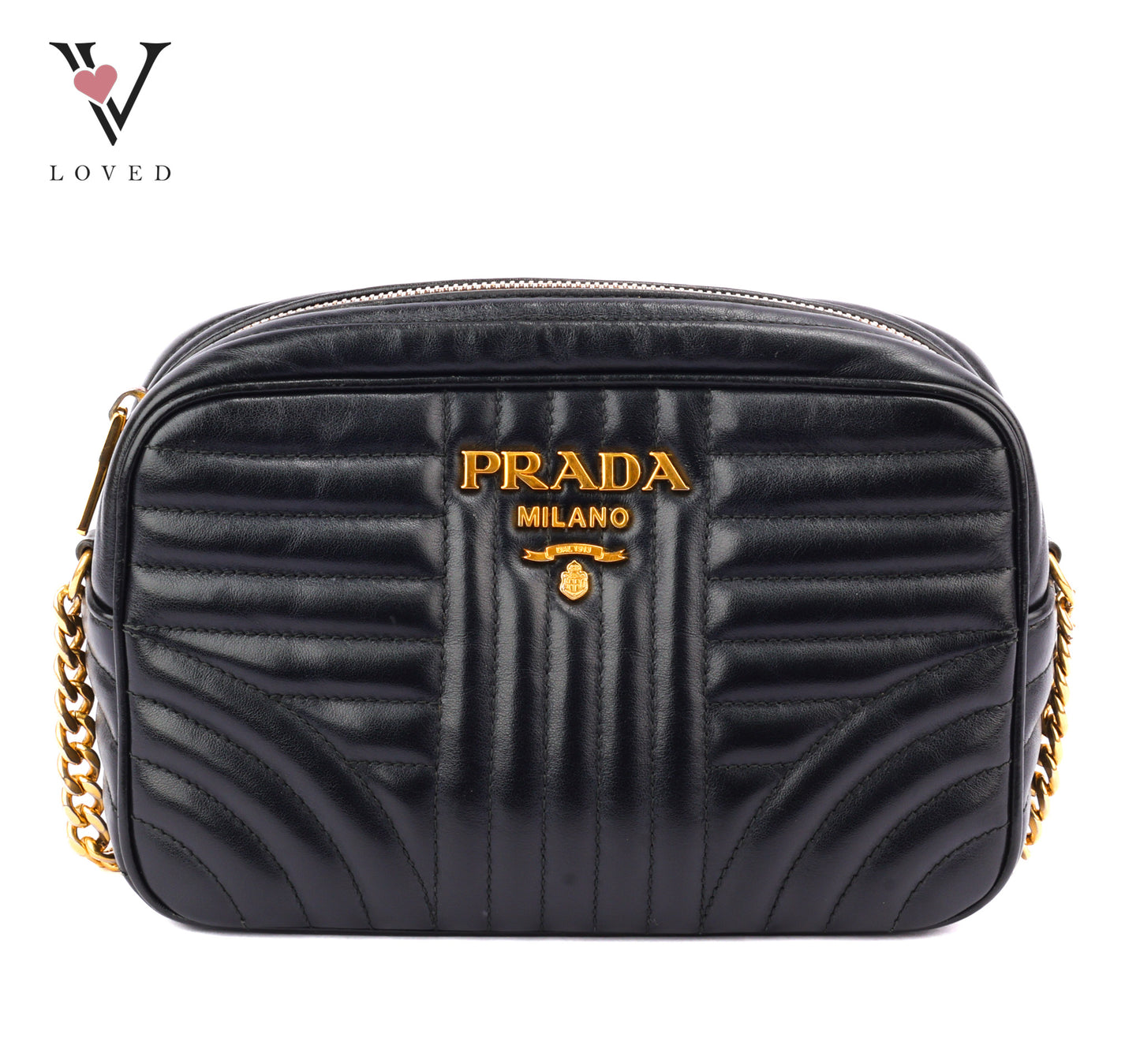 Prada Diagramme Camera Bag in Black with Gold Hardware