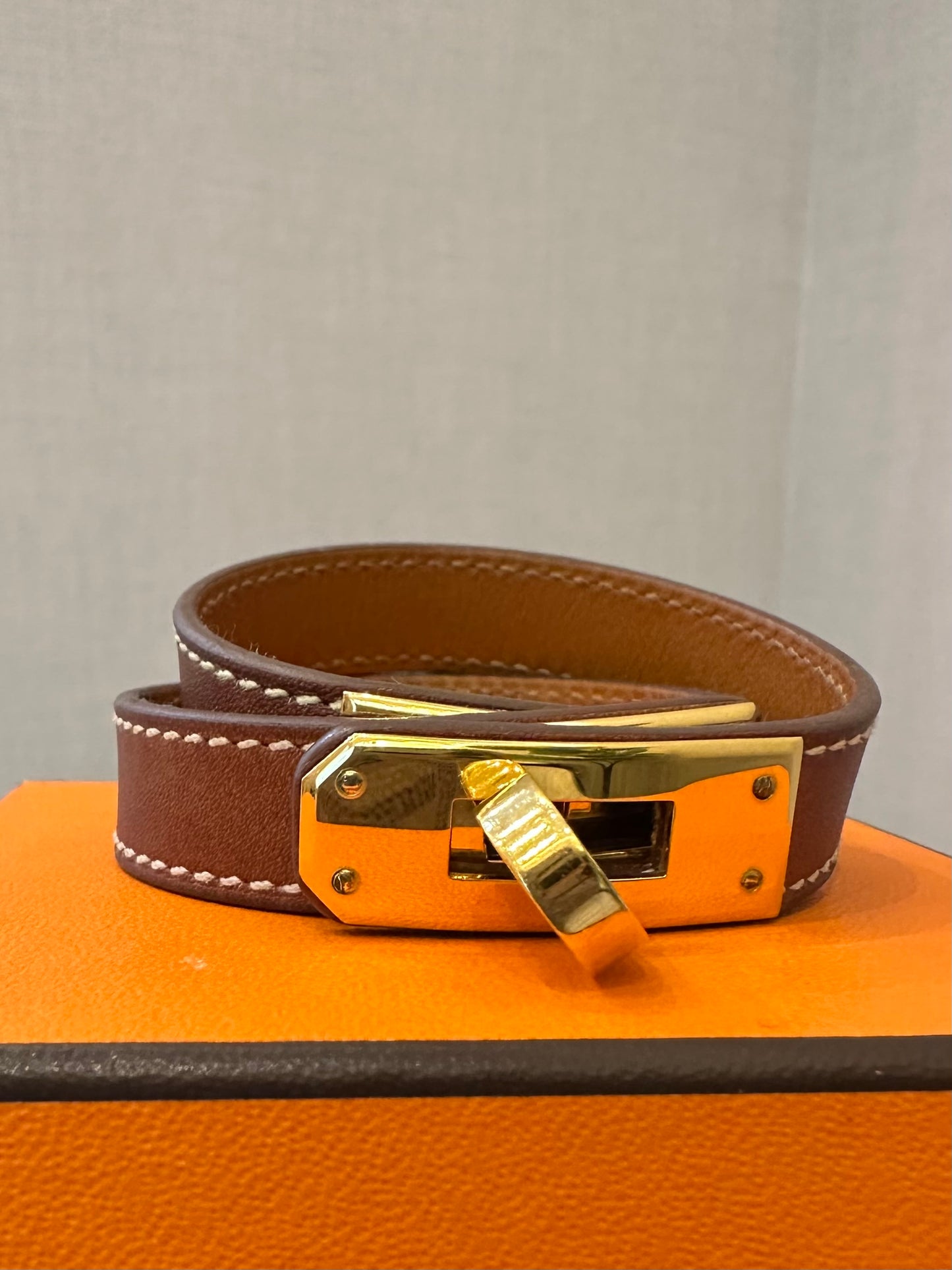Hermès Kelly Double Tour Bracelet in Brown Leather