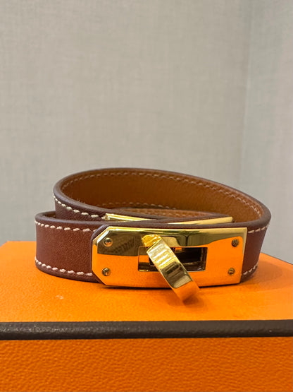 Hermès Kelly Double Tour Bracelet in Brown Leather