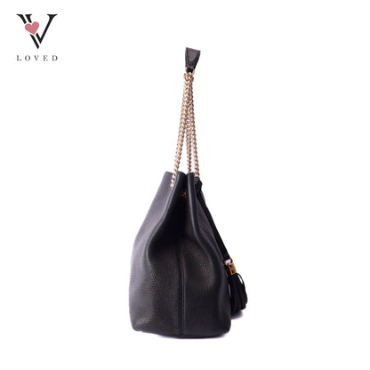 Gucci soho medium black leather chain