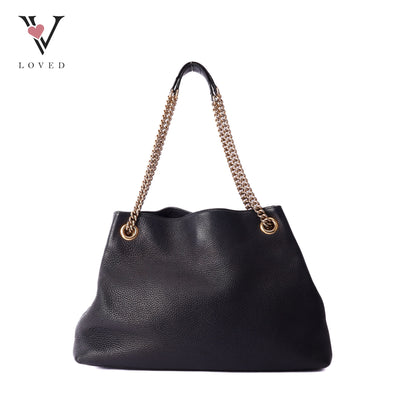 Gucci soho medium black leather chain