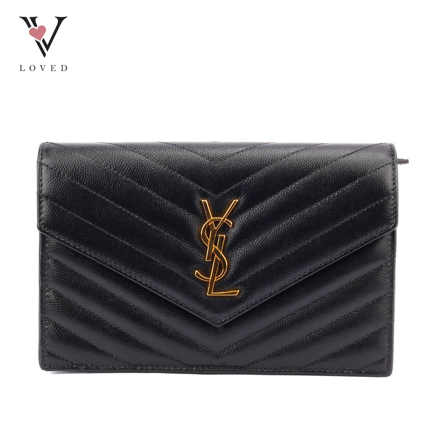 Yves Saint Laurent Cassandre WOC in Quilted Black Leather with Gold Hardware