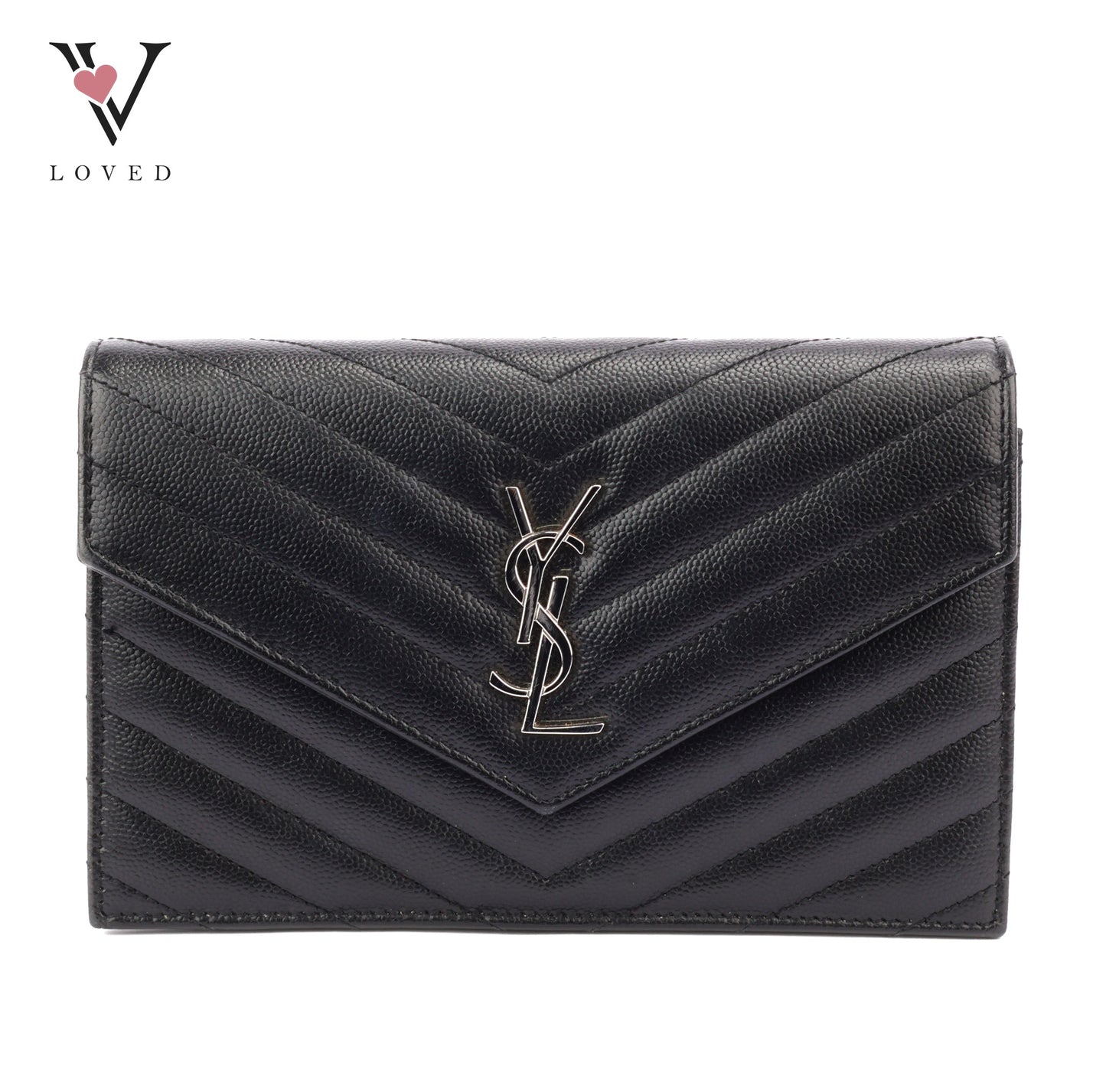 Yves Saint Laurent Cassandre WOC in Quilted Black Leather with Silver Hardware