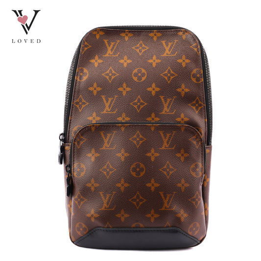 Louis Vuitton Avenue Sling Bag in Monogram Macassar Canvas with Black Leather Trim