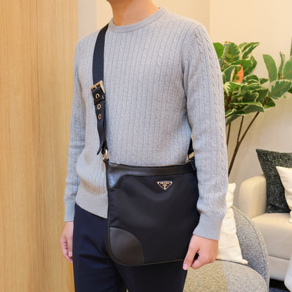 Prada Crossbody bag in Black Leather and Tessuto Nylon