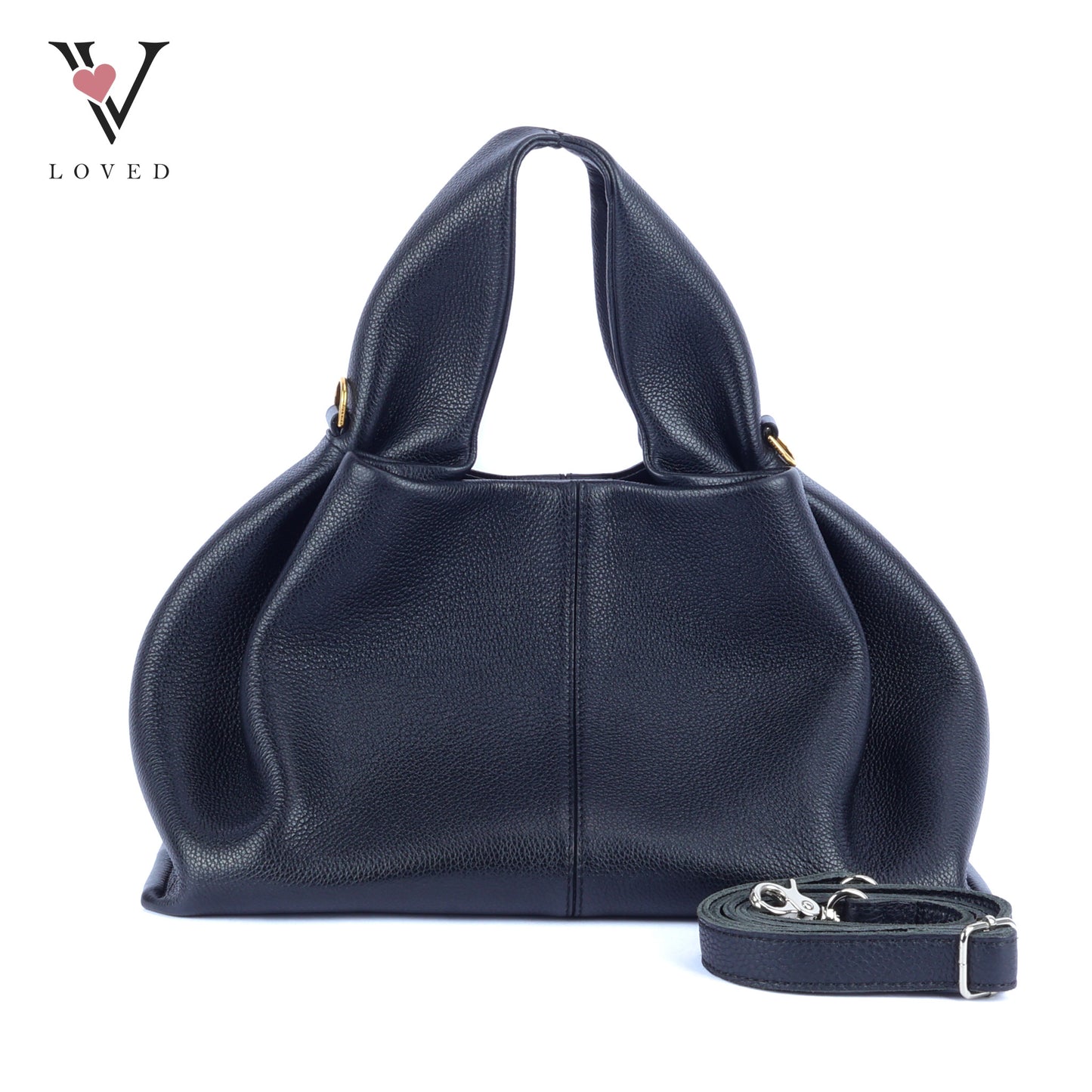 Polene Numero Neuf in Black Textured Calf Leather