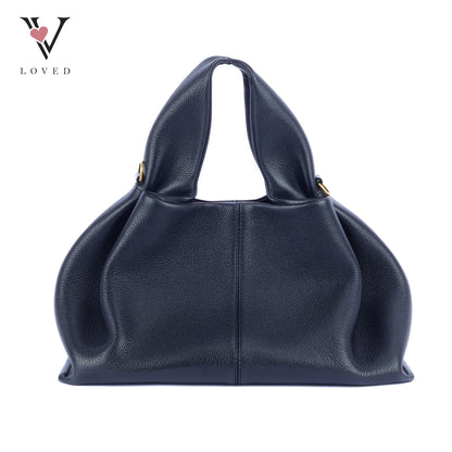 Polene Numero Neuf in Black Textured Calf Leather