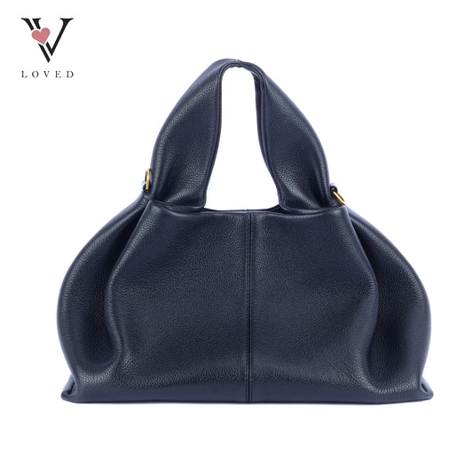 Polene Numero Neuf in Black Textured Calf Leather