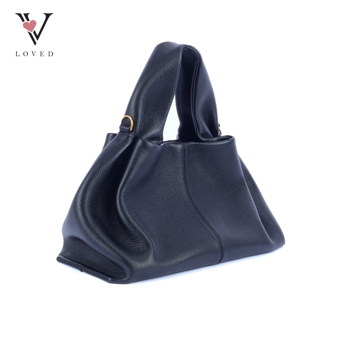 Polene Numero Neuf in Black Textured Calf Leather