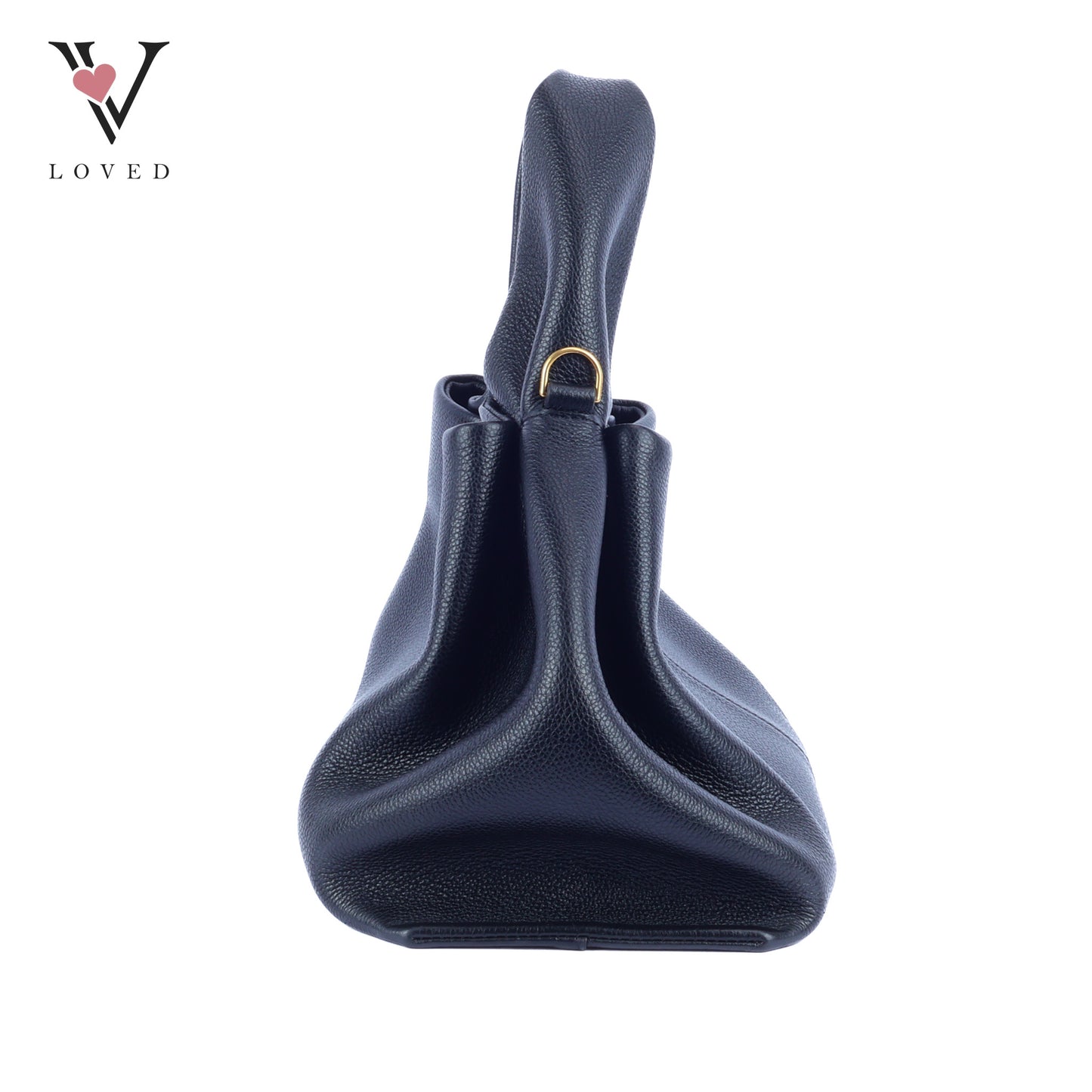 Polene Numero Neuf in Black Textured Calf Leather