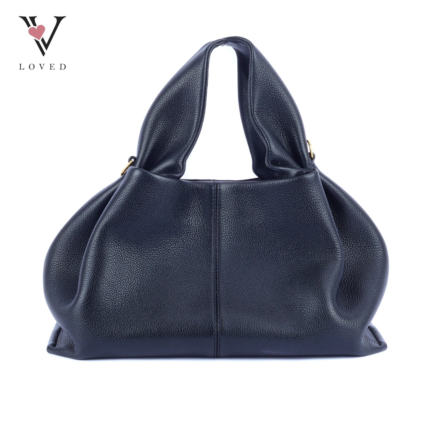 Polene Numero Neuf in Black Textured Calf Leather