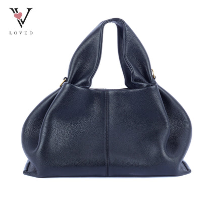 Polene Numero Neuf in Black Textured Calf Leather