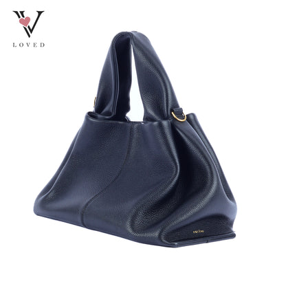 Polene Numero Neuf in Black Textured Calf Leather