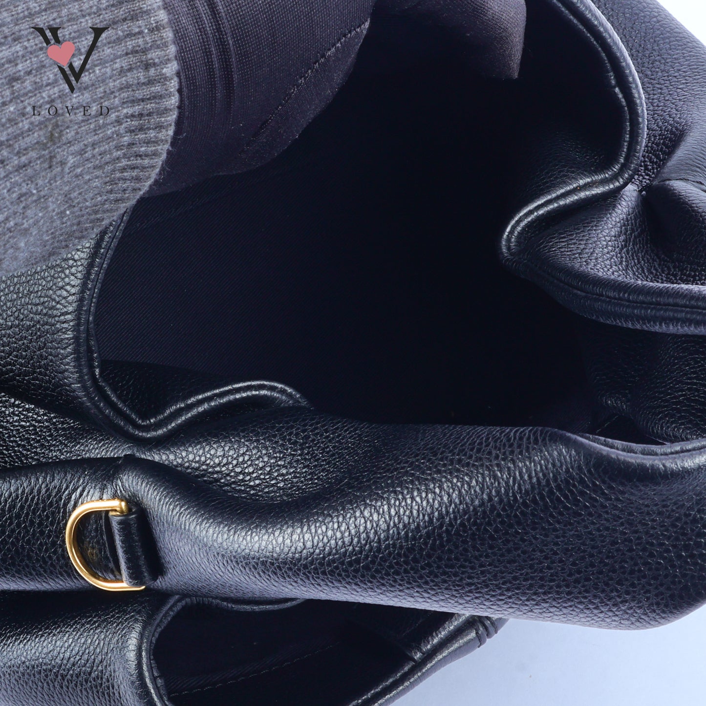 Polene Numero Neuf in Black Textured Calf Leather