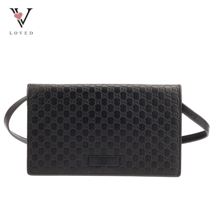 Gucci Micro GG Guccissima Leather Flap Crossbody Wallet Bag