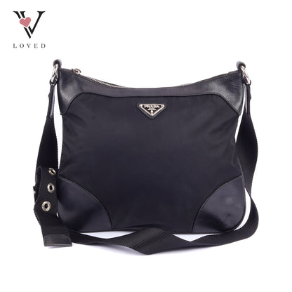 Prada Crossbody bag in Black Leather and Tessuto Nylon