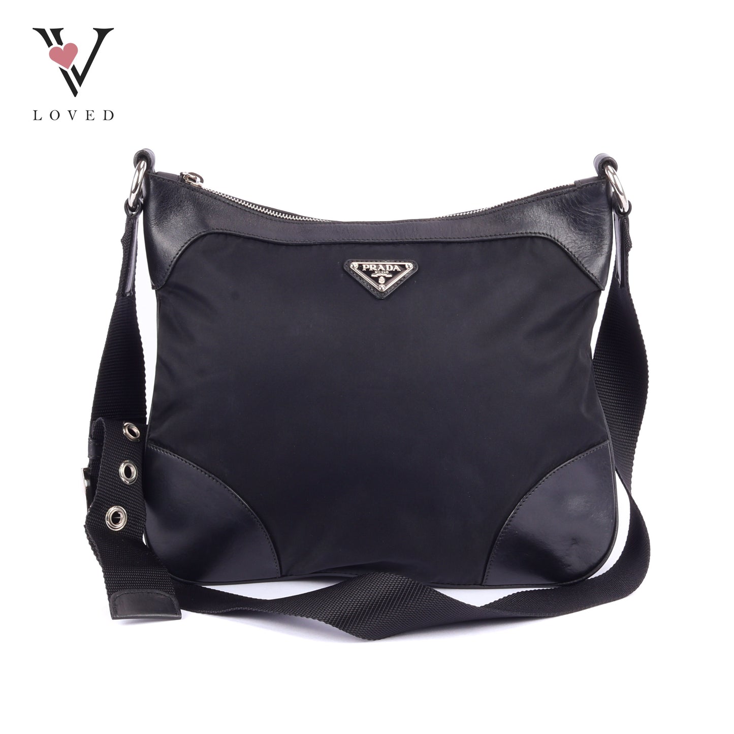 Prada Crossbody bag in Black Leather and Tessuto Nylon