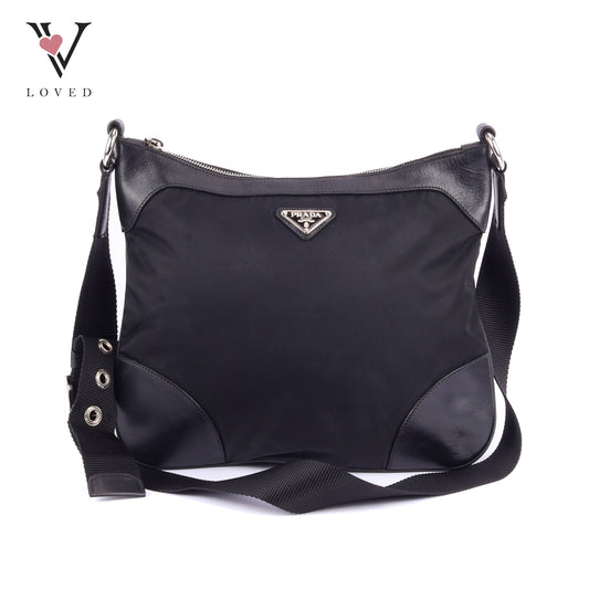 Prada Crossbody bag in Black Leather and Tessuto Nylon