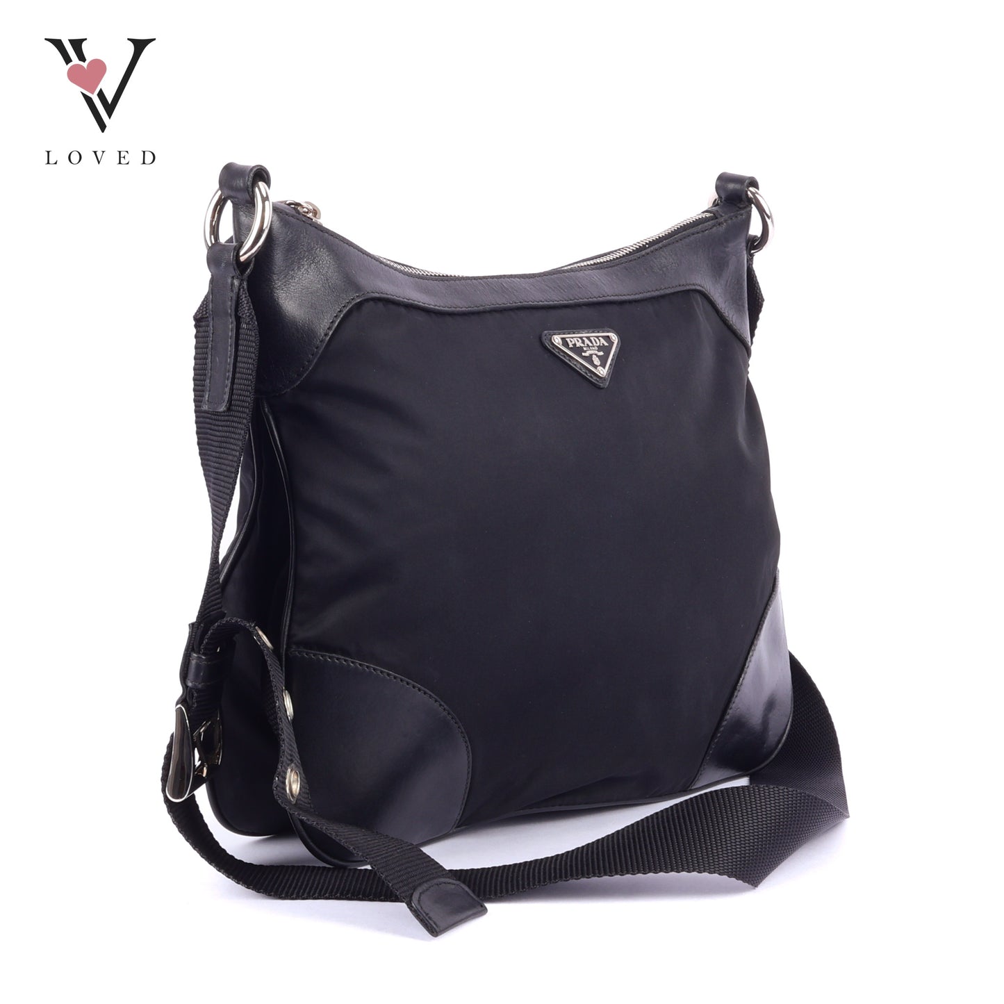 Prada Crossbody bag in Black Leather and Tessuto Nylon