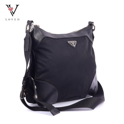 Prada Crossbody bag in Black Leather and Tessuto Nylon