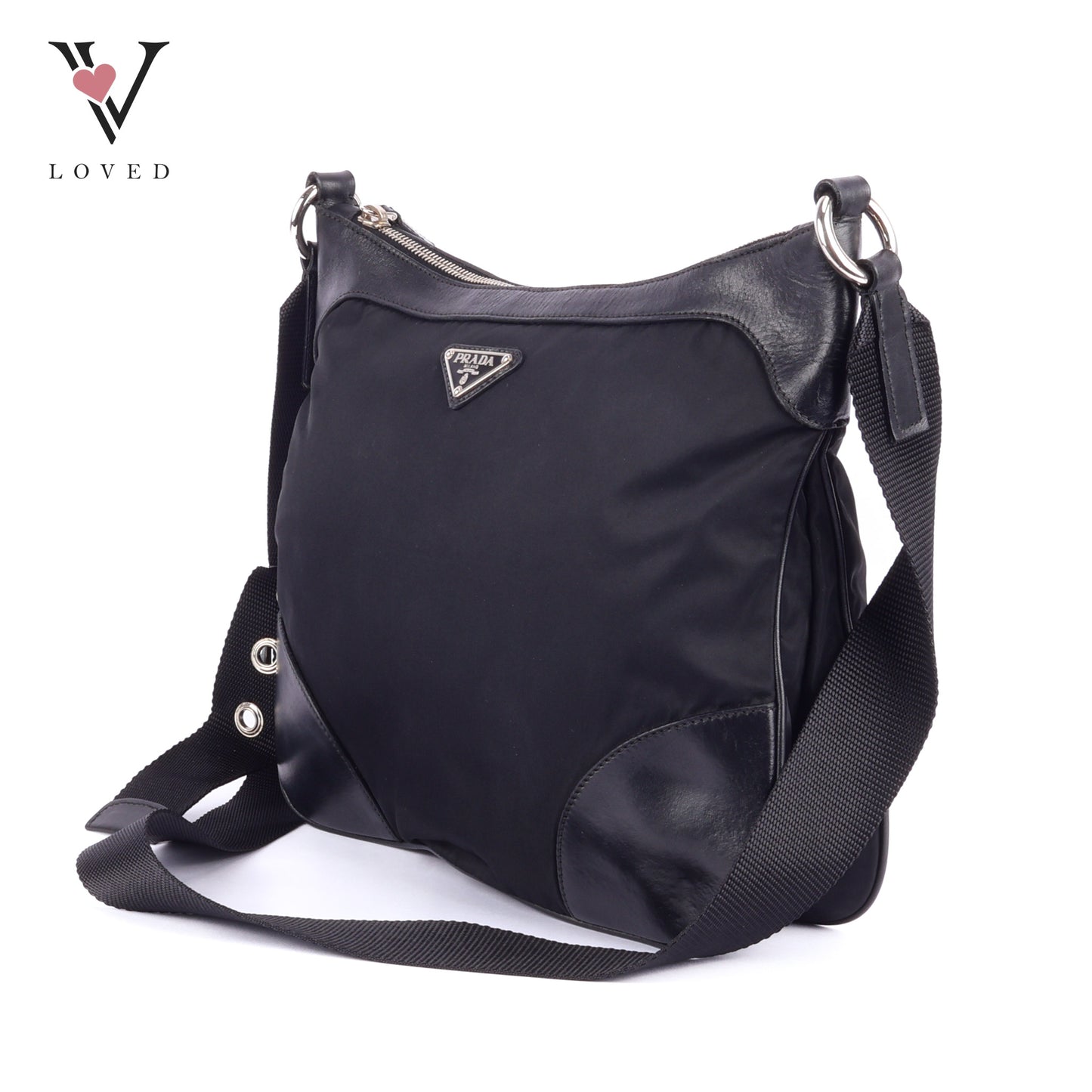 Prada Crossbody bag in Black Leather and Tessuto Nylon